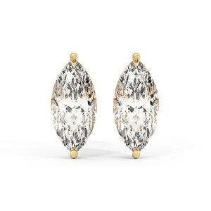 Sterling Forever Gold Vermeil Earrings with Marquise Cut Cubic Zirconia. New!
